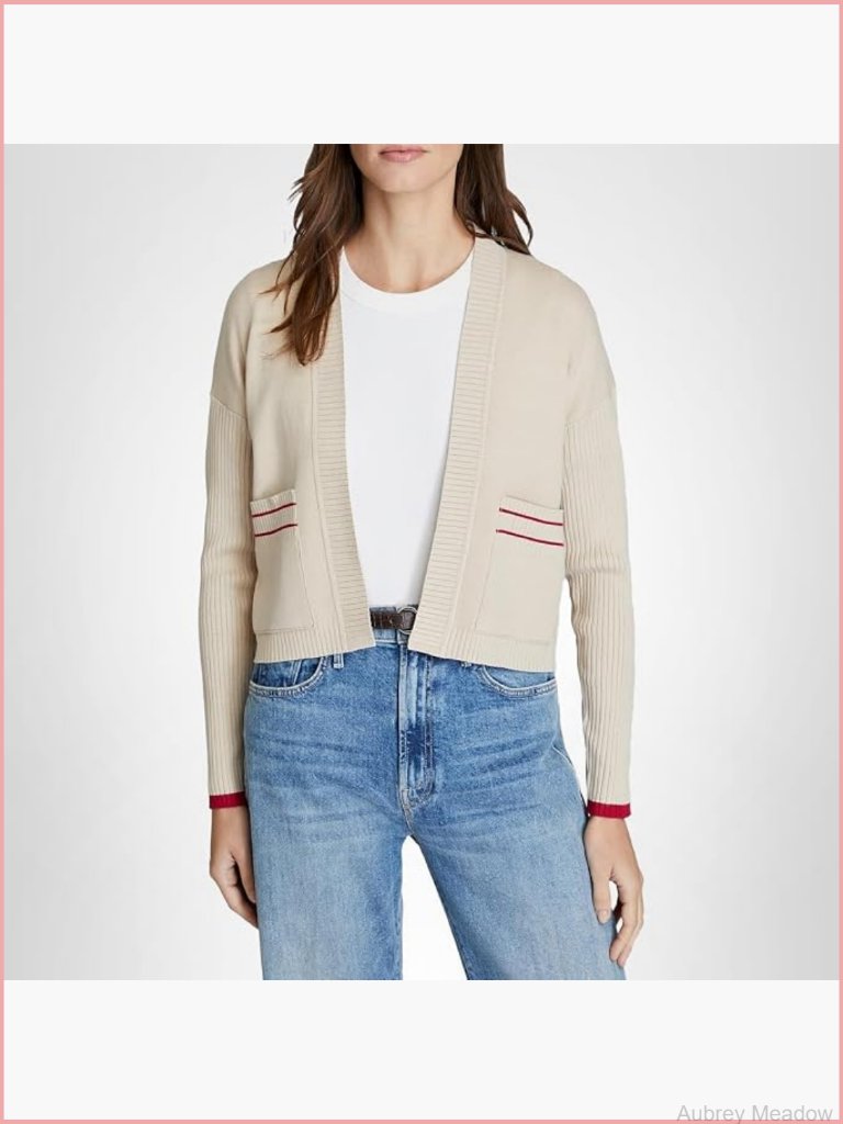 Women's Contrast Pocket Cardigan Shawl Neck Long Sleeve Button